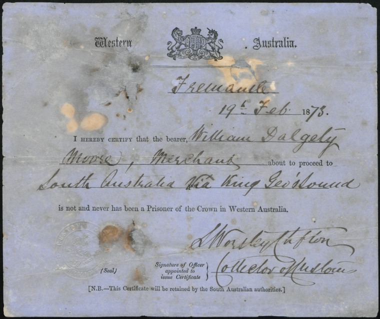 A ticket of leave was awarded to convicts for good behaviour and