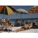 135833PD: The body beautiful - mixed grill. Beach goers at The Basin, Rottnest Island, 1950s