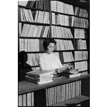 319461PD: Pam Plummer filing serials at the State Library of Western Australia, 1966