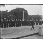 230722PD: Sailors being inspected by senior officer, possibly part of the Great White Fleet visit to Albany, 1908.