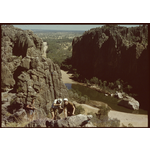 146148PD: Barry Roberts and Marie Rowland climbing Windjana Gorge, May 1962