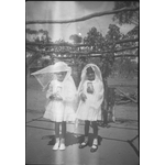BA2666/194: L-R: Lois Phillips and Norma Walley dressed for their first Holy Communion, Goomalling, ca.1956