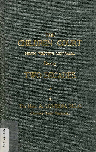 The Children Court, Perth, Western Australia, during two decades 1929