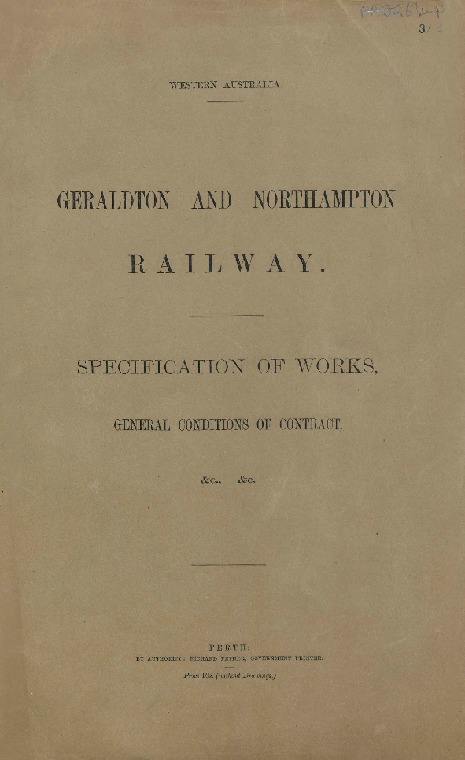 Geraldton and Northampton railway - 1874