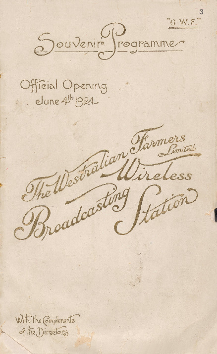 O01925: 6WF Radio official opening souvenir programme, June 4th 1924