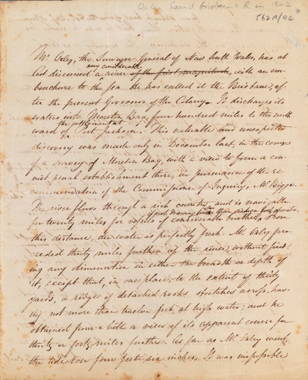 ACC 563AD/9C: Brisbane River discovered by Mr. Oxley, the Surveyor-General of New South Wales.