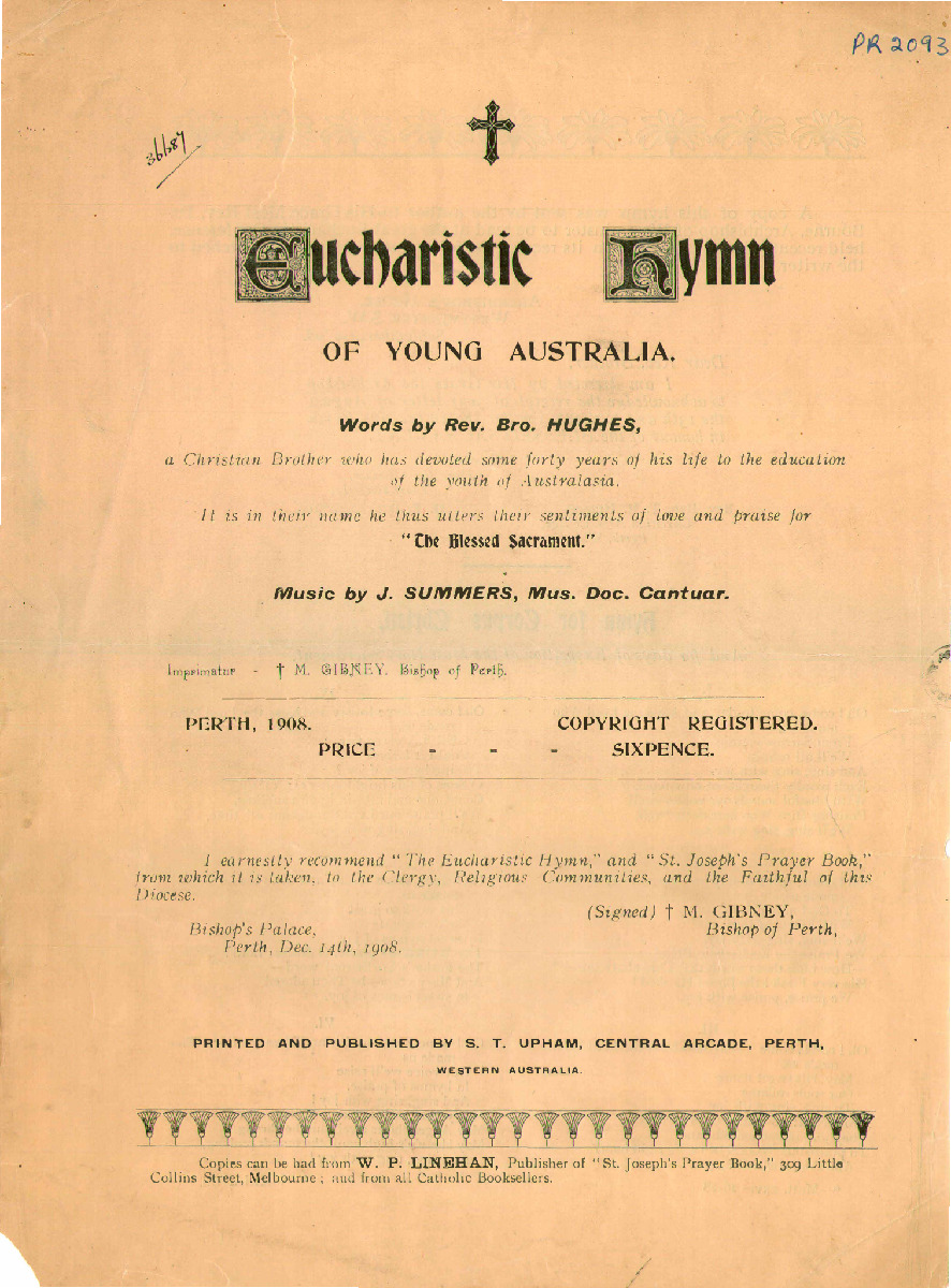 Eucharistic hymn of young Australia. Words by Rev. Bro. Hughes ; music by J. Summers.