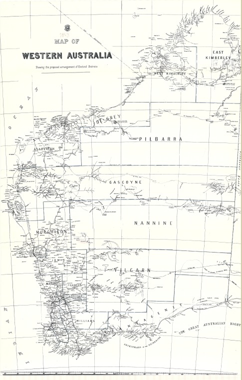 Map of Western Australia showing the proposed arrangement of electoral ...