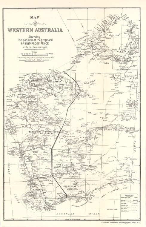 Map of Western Australia showing the position of the proposed rabbit ...