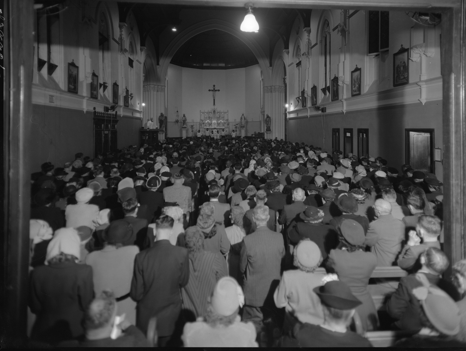 Congregation at a service in chapel of the Redemptorist Monastery North ...