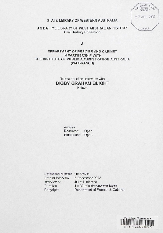 [Interview with Digby Graham Blight] - PDF 45.0 MB