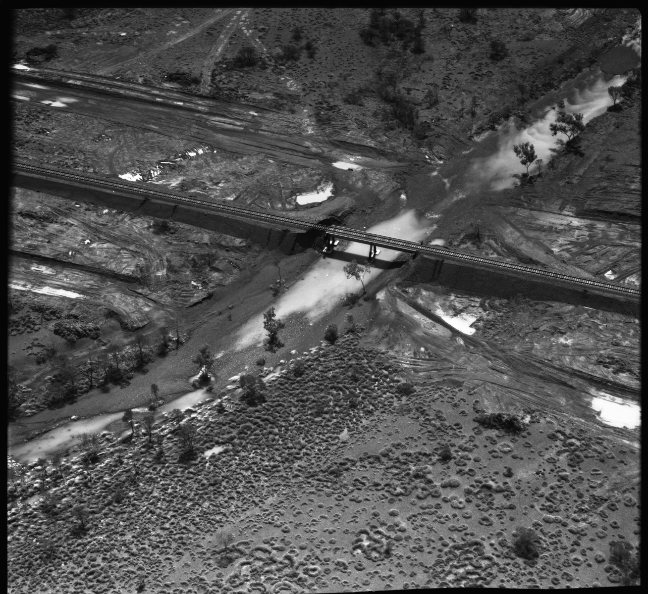 Aerial photographs of damage caused to the construction of Iron mining