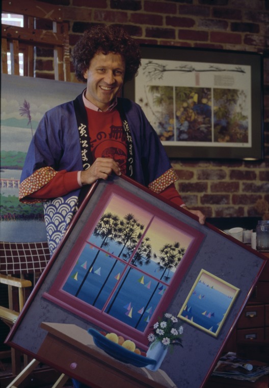 Artist Leon Pericles with kites State Library of Western Australia