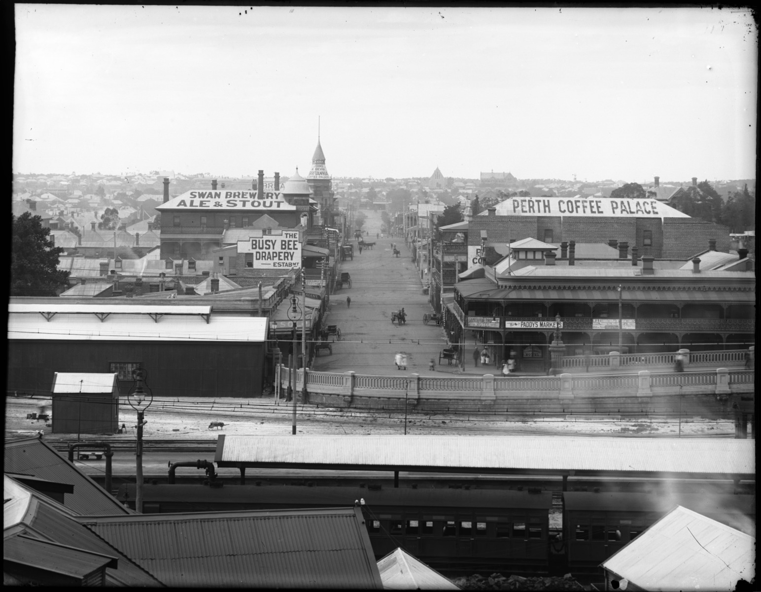 William Street, Perth north from across the top of the Perth Railway ...