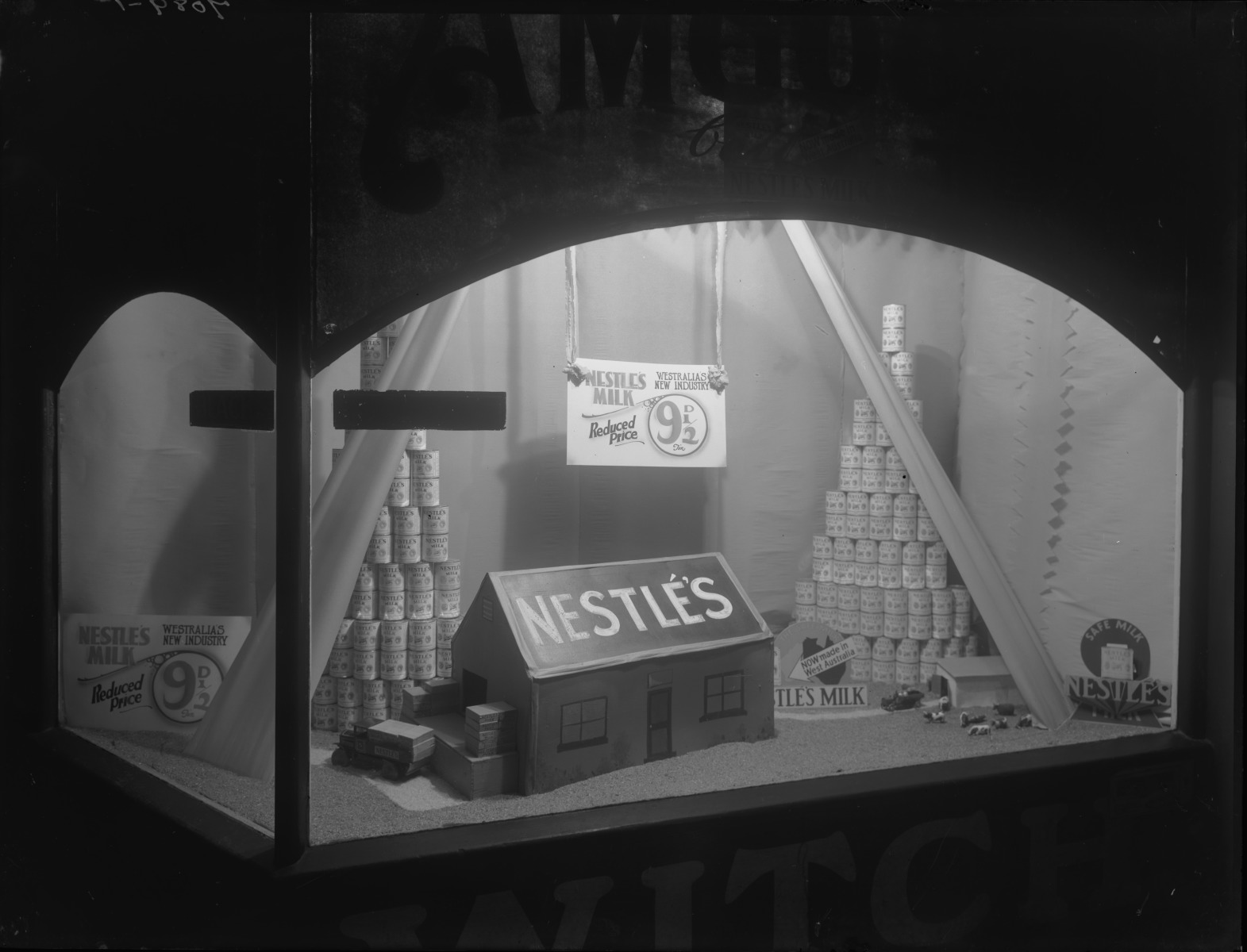 Window display of Nestles condensed milk made in Waroona State
