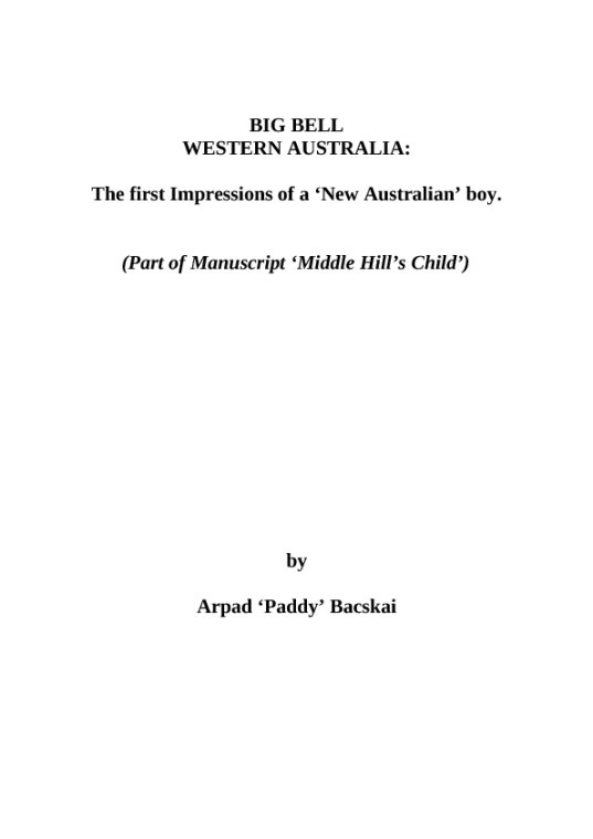 Big Bell Western Australia : - PDF 23.6 KB