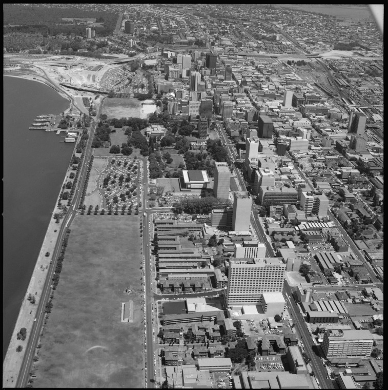 Aerial photographs of the eastern end of Perth CBD State Library of