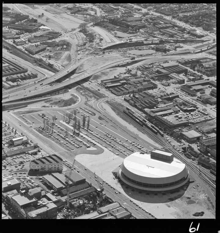 Aerial photographs of Perth Entertainment Centre and the Wellington