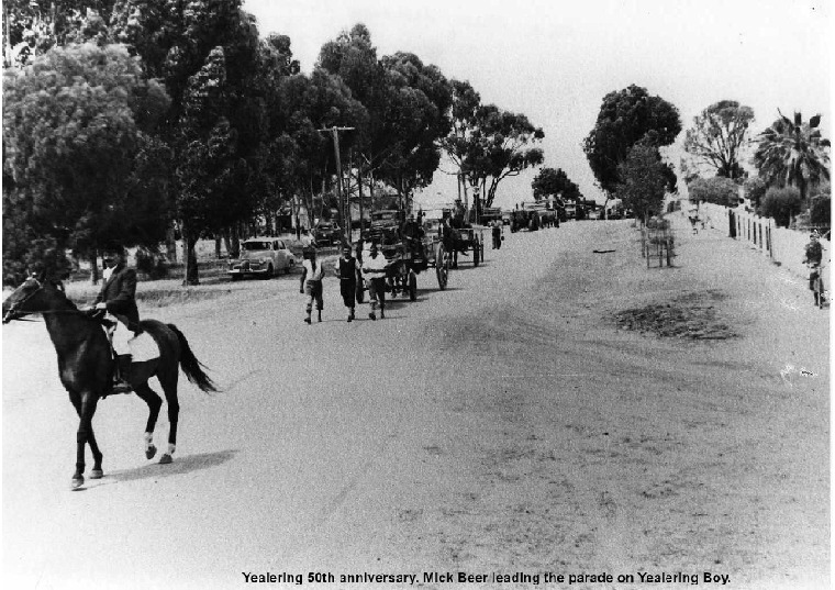 YEF1: Mick Beer leading the parade on Yealering Boy