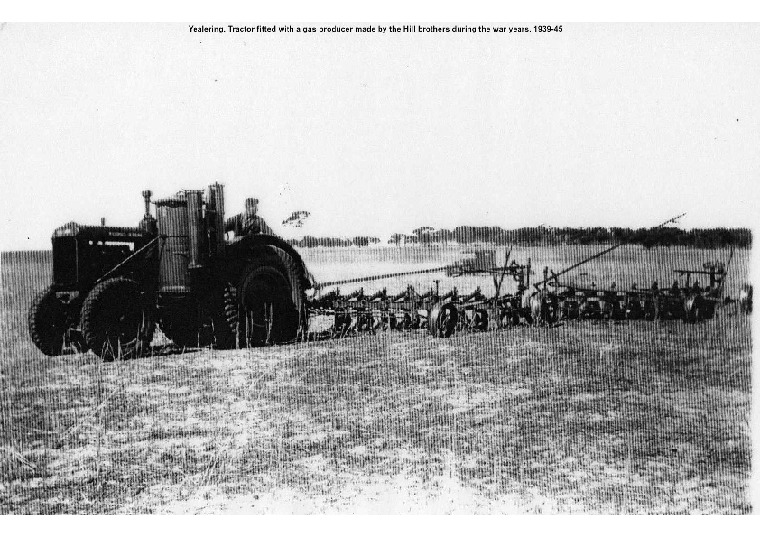 YF11: Tractor fitted with a gas producer made by the Hill brothers during the war years, 1939-45