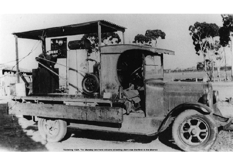 YF14: The Munday brothers' electric shearing plant was the first in the district, 1929