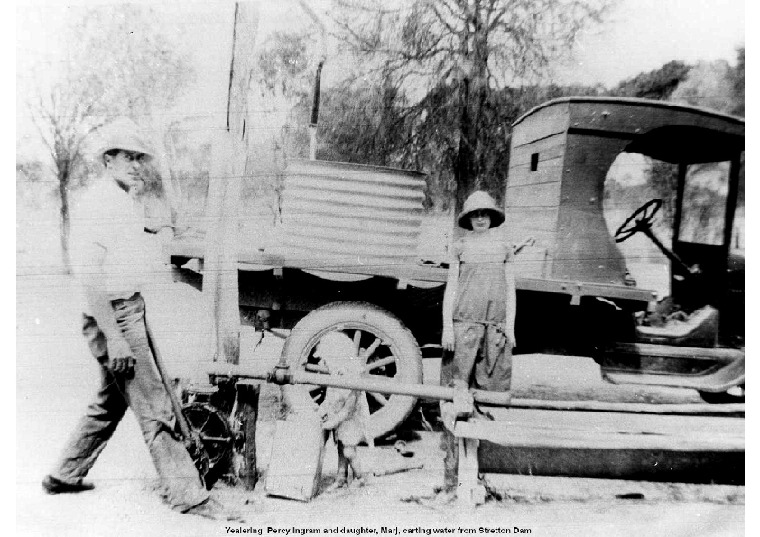 YF28: Percy Ingram and daughter Marj, carting water from Stretton Dam