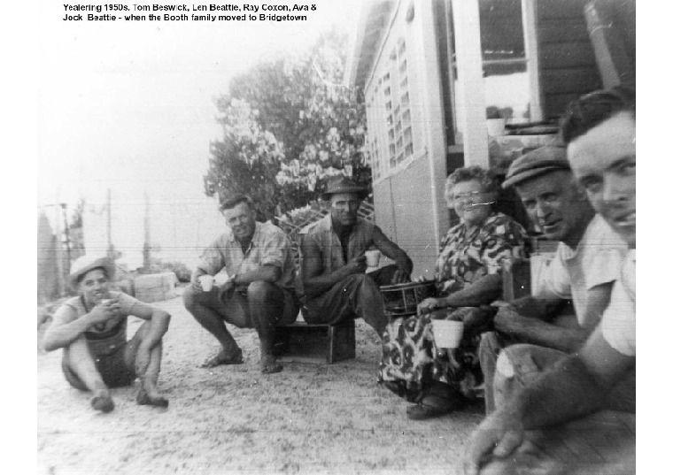 YP11: Tom Beswick, Len Beattie, Ray Coxon, Ava & Jock Beattie - when the Booth family moved to Bridgetown, 1950s