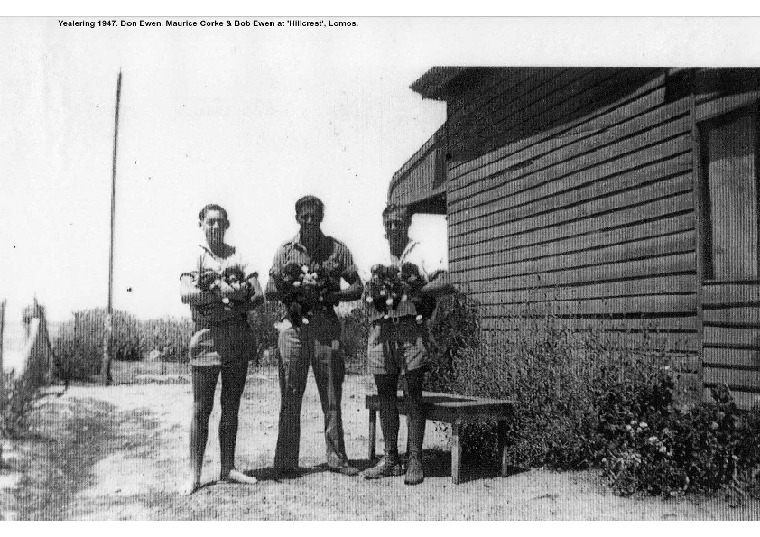 YP23: Don Ewen, Maurice Corke & Bob Ewen at 'Hillcrest', Lomos