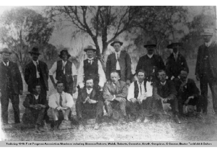 YP35: First Progress Association members including Messrs Roberts, Walsh, Roberts, Conochi, Struth, Congrieve, G Connor, Baxter Tuckfield & Dalton