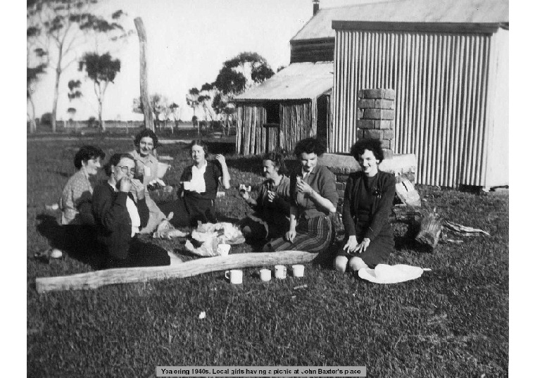 YP6: Local girls having a picnic at John Baxter's place, 1940s