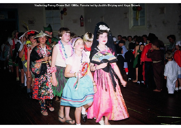 YRD53: Yealering Fancy Dress Ball 1960s. Parade led by Judith Shipley and Kaye Brown