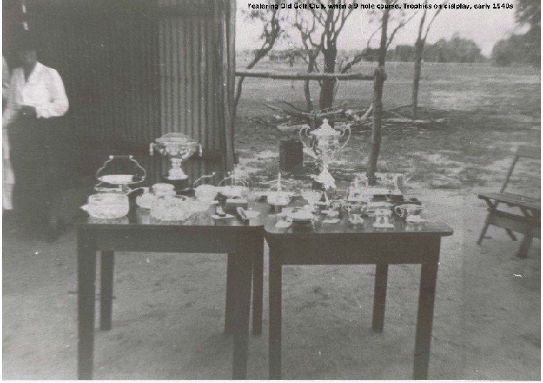 YRP18: Yealering Old Golf Club, when a 9 hole course. Trophies on display, early 1940s