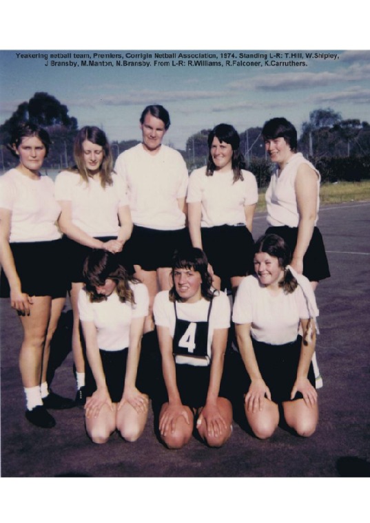 YRP36: Yealering netball team, Premiers, Corrigin Netball Association, 1974