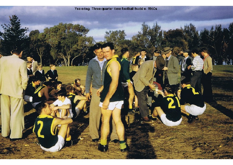 YRP50: Yealering. Three quarter time football huddle, 1950s