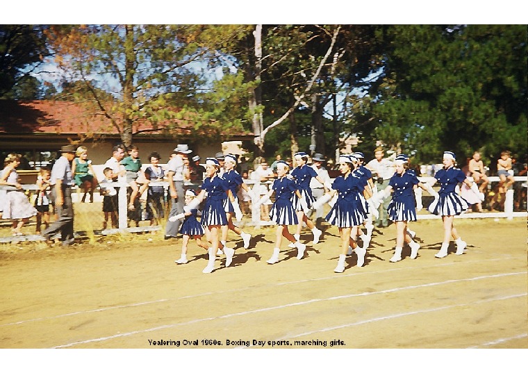 YRP63: Yealering Oval 1960s. Boxing Day sports, marching girls