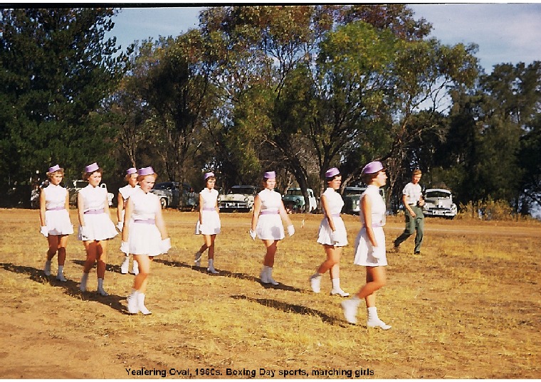 YRP64: Yealering Oval, 1960s. Boxing Day sports, marching girls