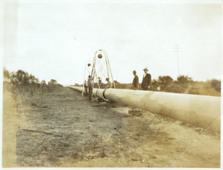 Dropping line up pipe on above ground deviation. - State Library of ...