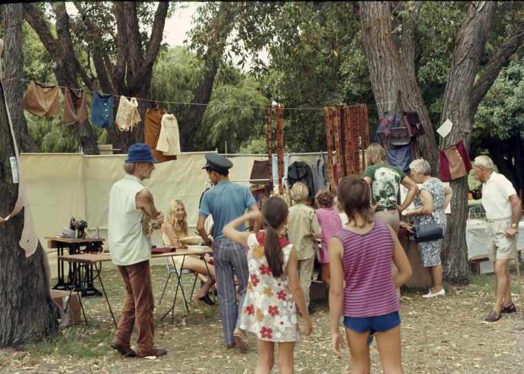 Crafts stalls and displays at Hyde Park Festival, Perth, 1972. State