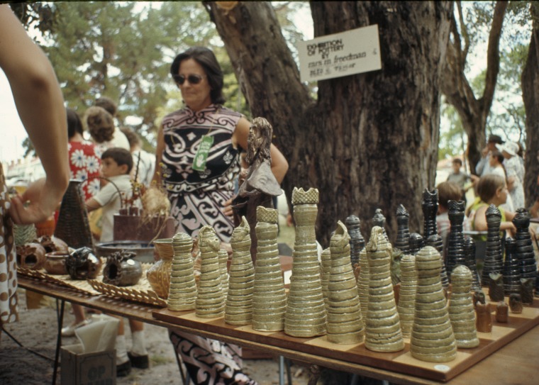 Crafts stalls and displays at Hyde Park Festival, Perth, 1972. State