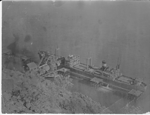 BA2606/6: Elevated view of ship Iron Yampi berthed at Cockatoo Island