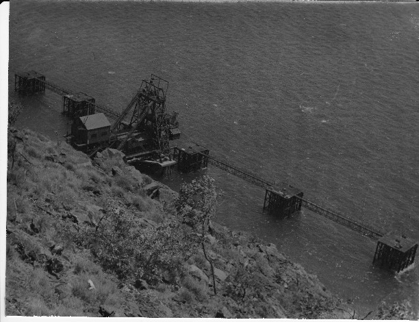 BA2606/8: Elevated view of loading dock and machinery, Cockatoo Island