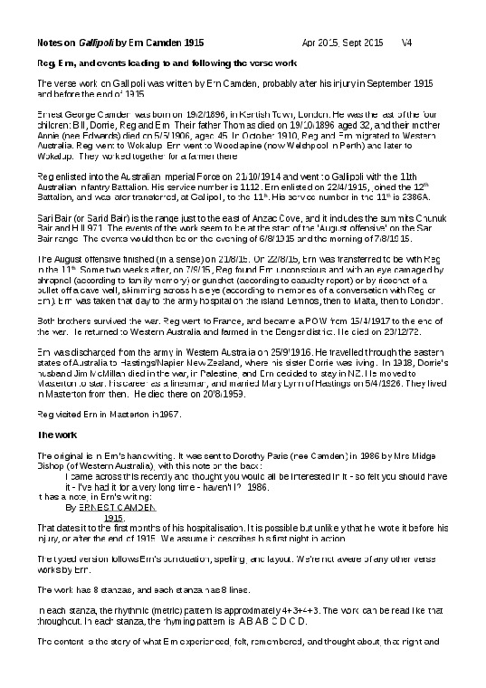 ACC 9400AD: Background information on Ern Camden