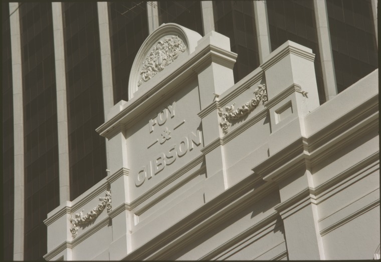 Architectural detail on the Foy & Gibson building, 555-559 Hay Street ...