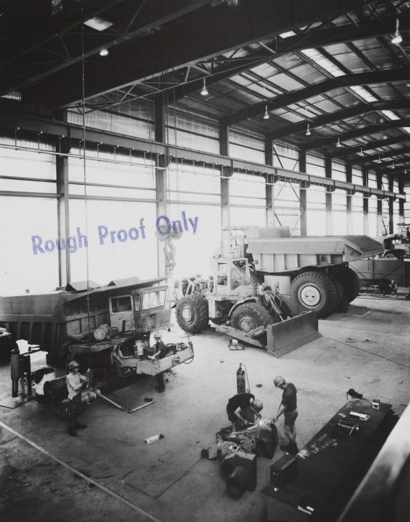 Truck maintenance at the Mt Tom Price mine, November 1971