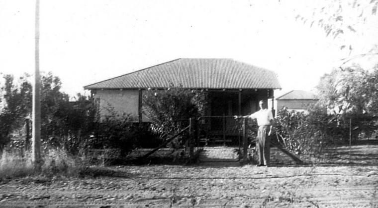 Preston Walker outside the UAM Mission house, Derby. - JPG 77.2 KB