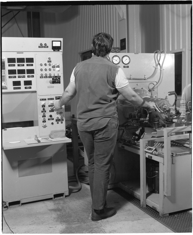 Transmission testing at the Chamberlain Industries factory, Welshpool