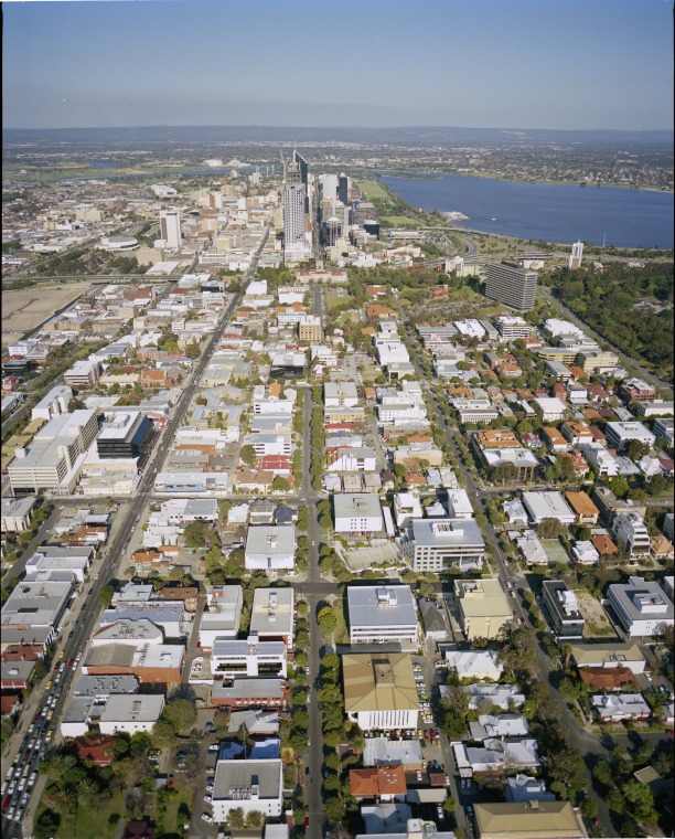 Aerial photographs of the Perth CBD from the west, 3 October 1991 ...