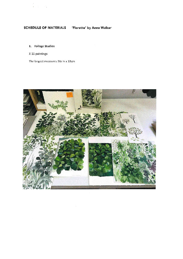 PWC/281/9/2D: List. Anna's schedule of materials about Florette.