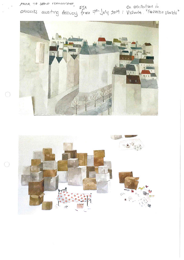 PWC/281/9/3D: Photographs. Florette's artworks exhibited at the Fantastic Worlds exhibition, Counihan Gallery in Brunswick.