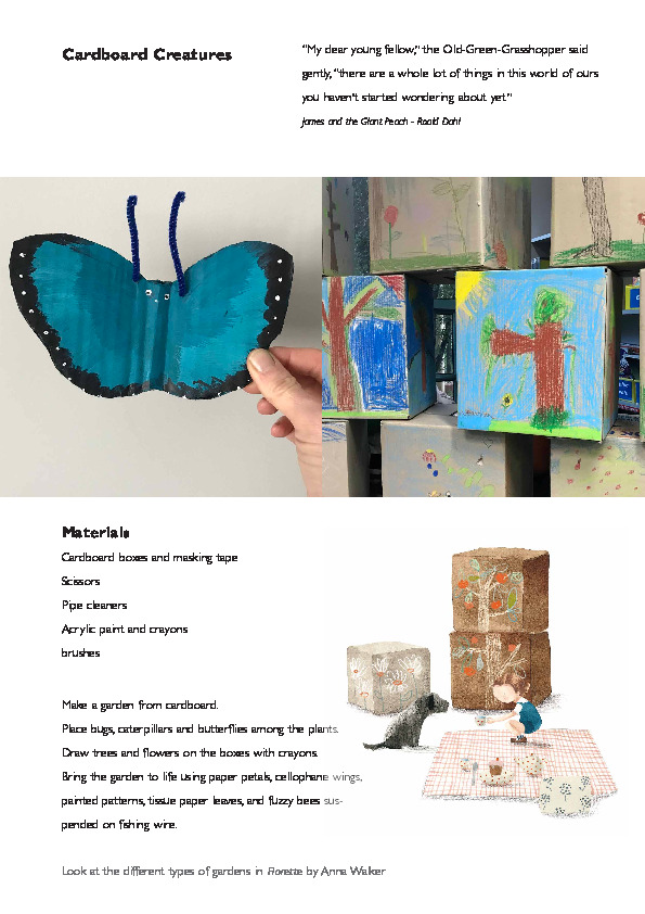 PWC/281/7/1D: Florette activity sheet with cardboard creatures.